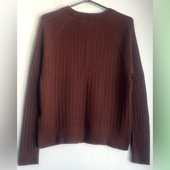 Max Studio Brown Ribbed Sweater with Buttons - Picture 2 of 4